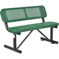 Global Industrial 48L Outdoor Steel Bench with Backrest, Perforated Metal, Green 695744GN
